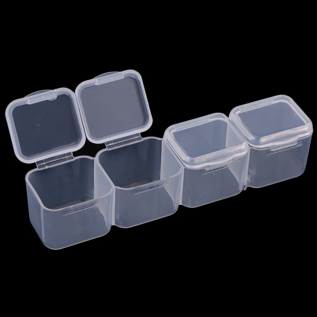 Phenovo 28 Slots Transparent Clear Storage Box with Caps Lid Design Clear Containers Round Plastic Organizer Case 