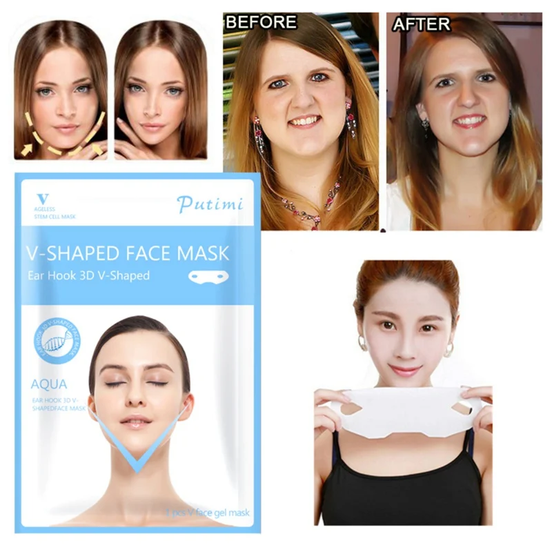 V Face Lift-up укрепляющая гелевая маска с двойным подвесным ухом V shape Face подбородочная маска Slim Lift Face маска-тренажер для контура лица