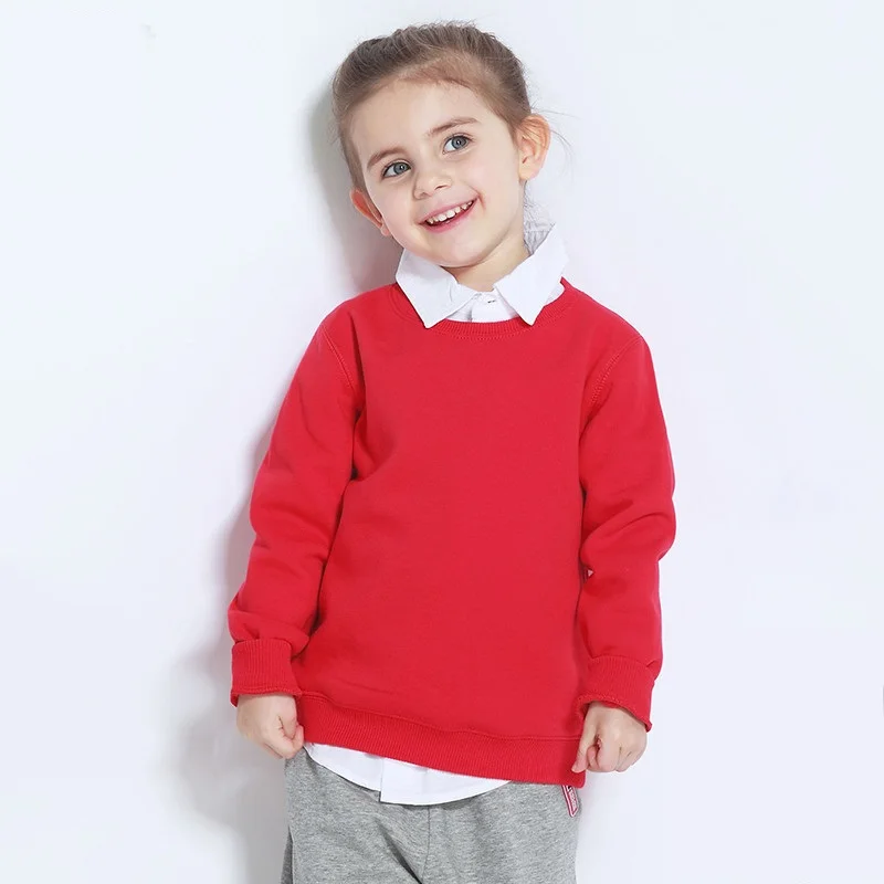 Весенние простые базовые детские толстовки красный Повседневный пуловер для мальчиков и девочек Базовая детская одежда унисекс 2, 3, 4, 6, 8, 9 лет AKH165005 - Цвет: Красный