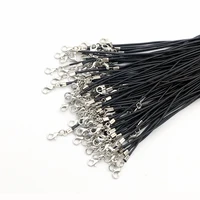 Corde tressée en cuir noir avec prolongateur de 5cm, 45cm, 10/20/30 pièces 2