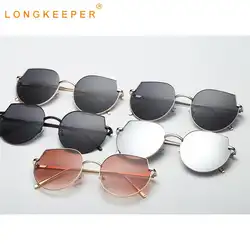 LongKeeper Мода "кошачий глаз" большие металлические солнцезащитные очки милые круглые женские дорожные очки UV400 gafas-де-сол 9019