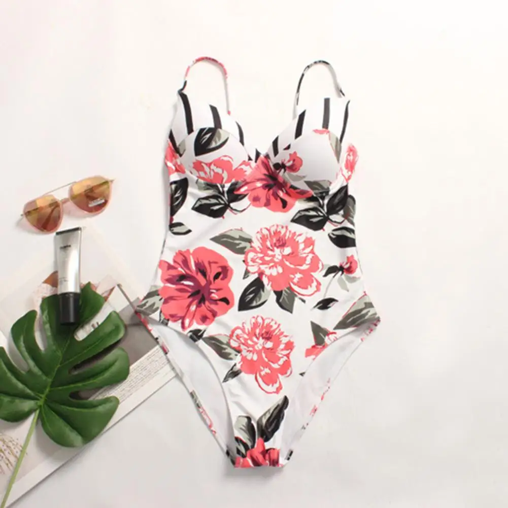 

2018 May Push Up Swim Wear Strap Bathing Suits Swimwear Women Sexy Floral Printed One Piece Swimsuit Summer Beach