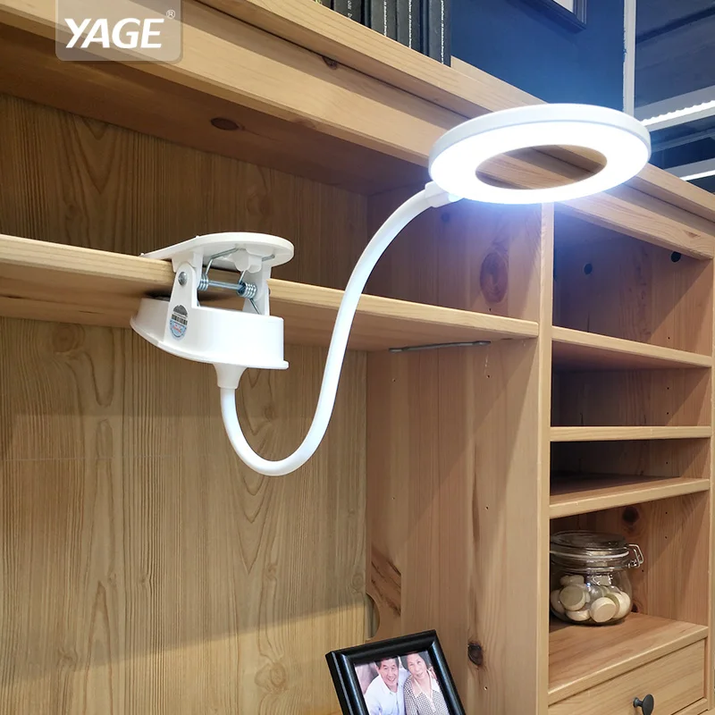 

YAGE LED Touch On/off Switch 3 Modes Clip Desk Lamp 7000K Eye Protection Reading Dimmer 18650 Rechargeable USB Led Table Lamps