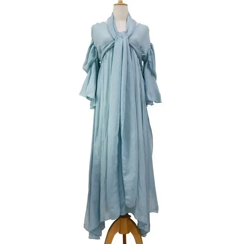 YOSIMI 2018 Summer Long Woman Dress Party High Quality Maxi Elegant Cotton And Linen Fairy Long Dress For Travel V-neck Loose