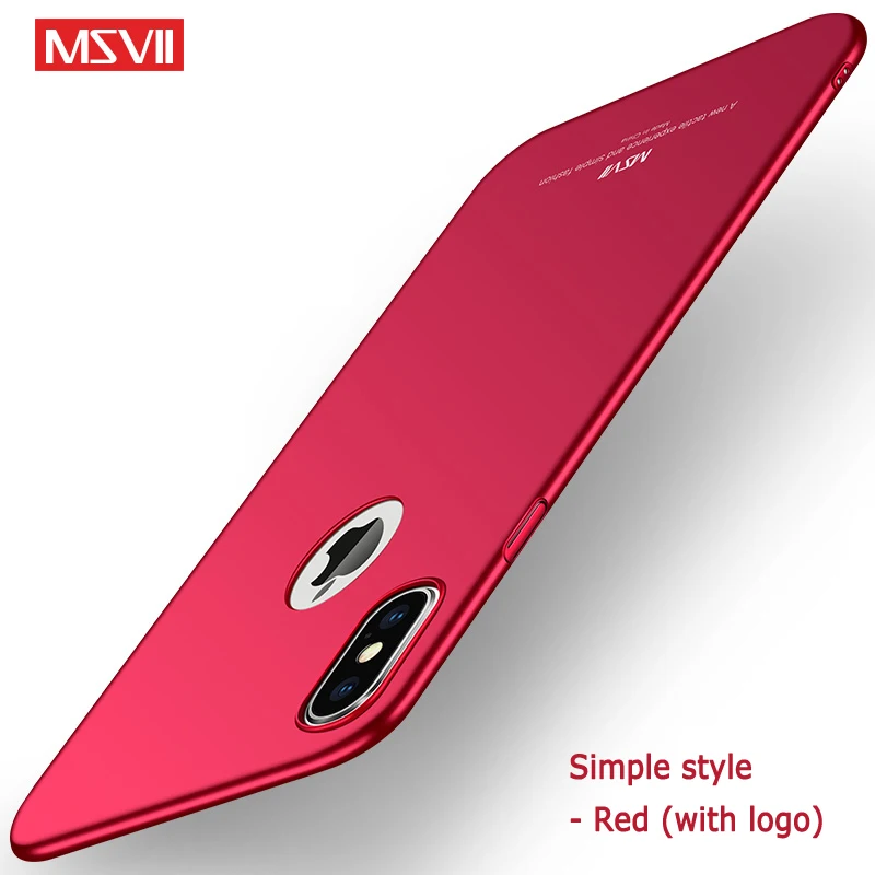 Для iphone X XS XR чехол MSVII Тонкий чехол для Apple iphone XS Max Coque ультра тонкий PC чехол для iphone XR чехол для iphone x - Цвет: Simple Red