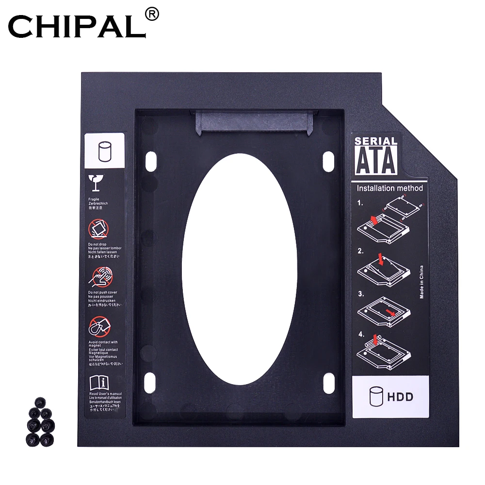 CHIPAL Plastic Universal 12.7mm SATA 3.0 2nd HDD Caddy for 2.5&quot 1TB SSD Case Enclosure Notebook ODD DVD/CD-ROM Optibay | Компьютеры и