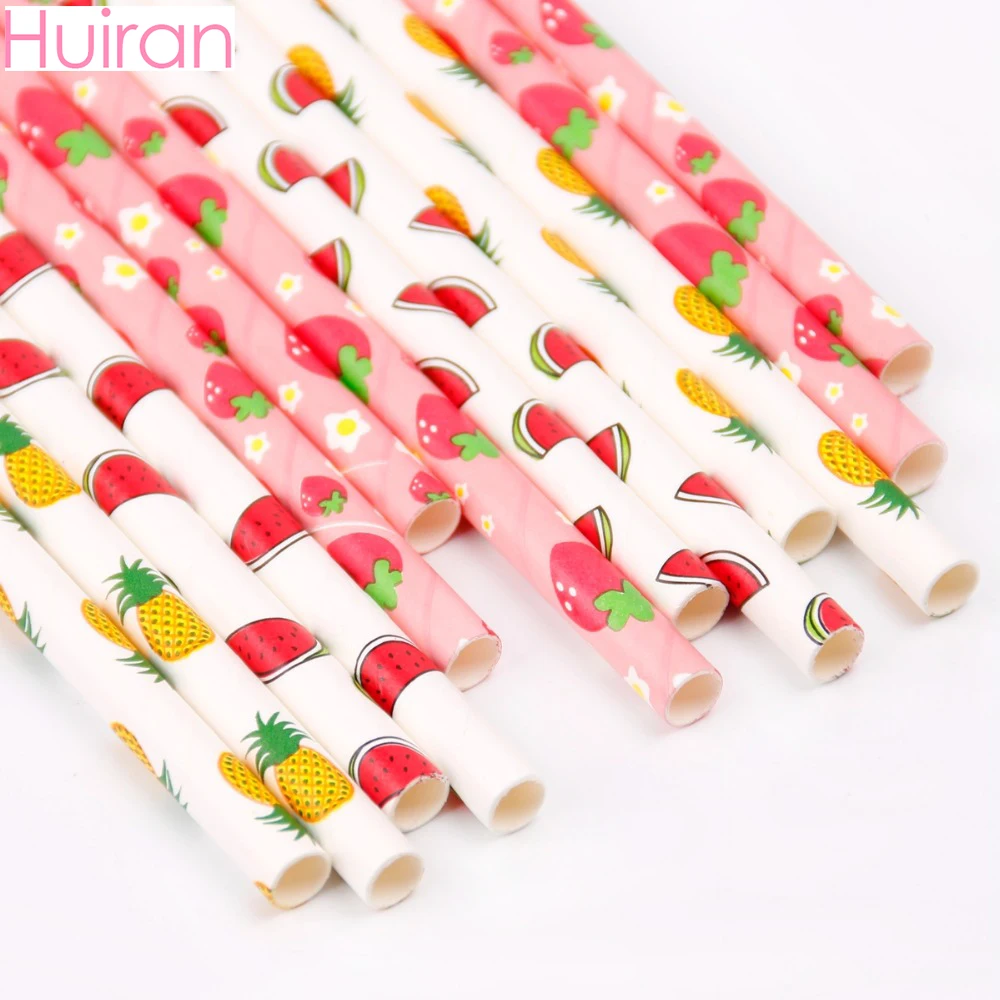 

HUIRAN 50pcs Friut Drinking Straws Paper Disposable Straw Hawaiian Party Decor Hawaii Party Summer Party Supplies Birthday Party