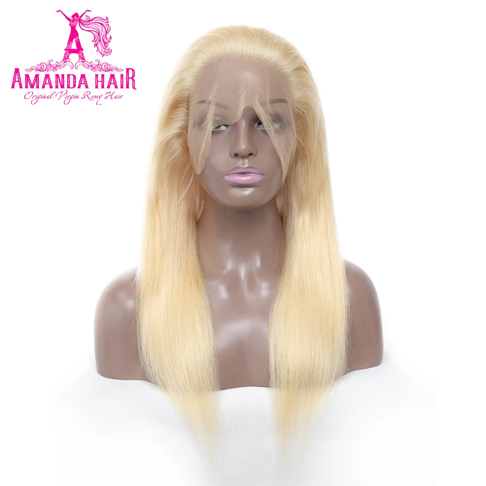 Аманда перуанский прямые волосы парики предварительно сорвал волосяного покрова Цвет 613 блондинка человеческих волос Синтетические