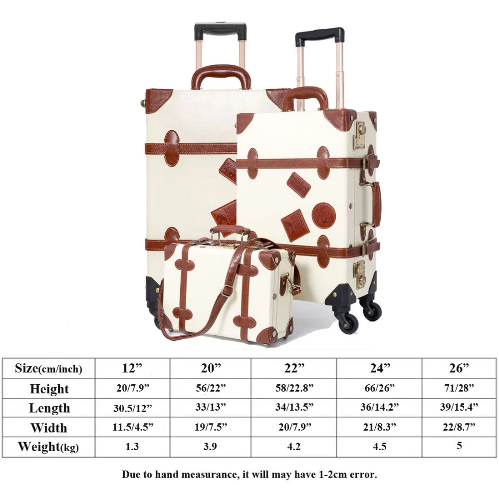 COTRUNKAGE женские 20 &quot 26&quot Слоновая кость TSA замок из искусственной кожи Винтаж Hardside