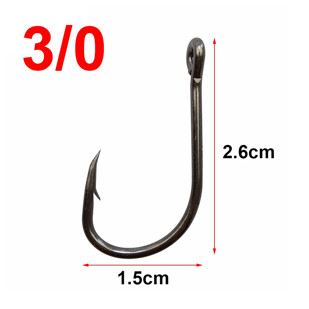 Hyaena 200pcs 9260 Black High Carbon Steel Fishing Hooks 2/0 3/0 4/0 5/0 6/0 7/0 8/0 Offset Faultless O'shaughnessy Fishhooks