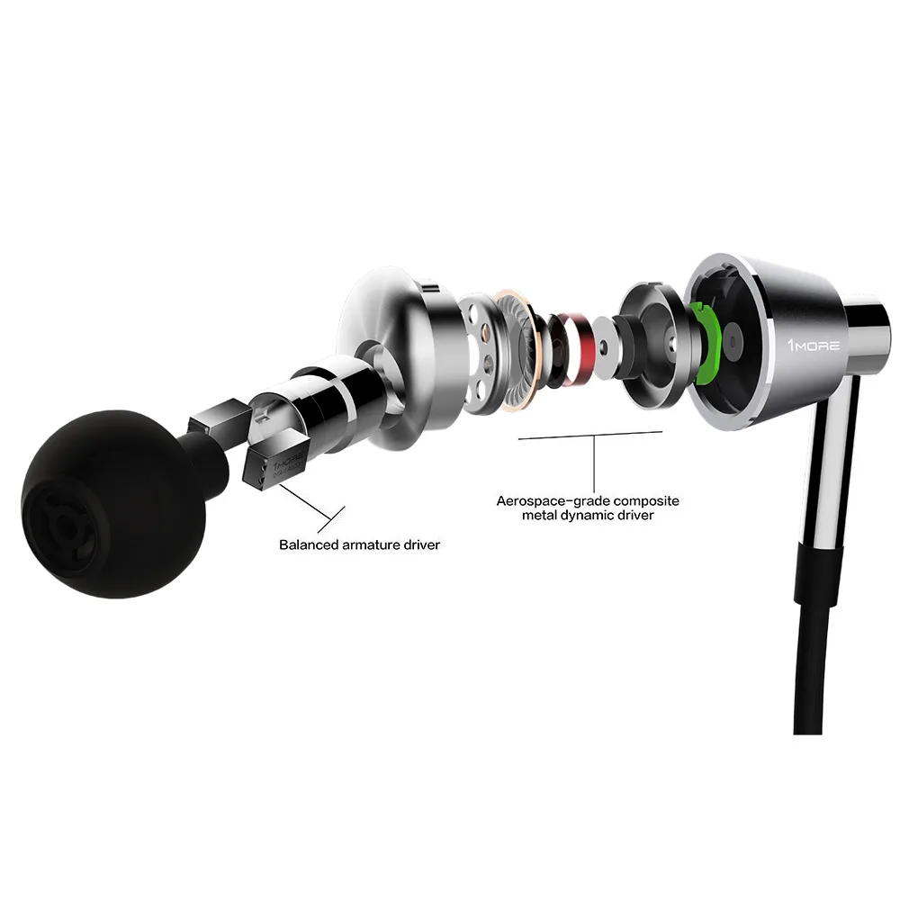 1 MORE Triple Driver In-Ear Earphones Earbuds for iOS and Android Xiaomi Phone Compatible Microphone and Remote E1001 Titanium