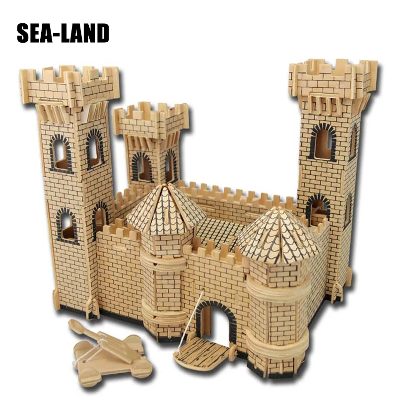 3D Wooden Buildings Model Gift Children Puzzles Toys Castle Series 3D Wooden Toy Children Educational Toys Assembled Iq Puzzle