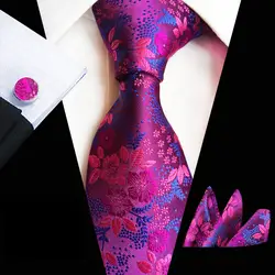 Классический шелковый цветок розы в клетку мужские галстуки жаккард галстук набор Свадебная вечеринка шелковый галстук карман запонки