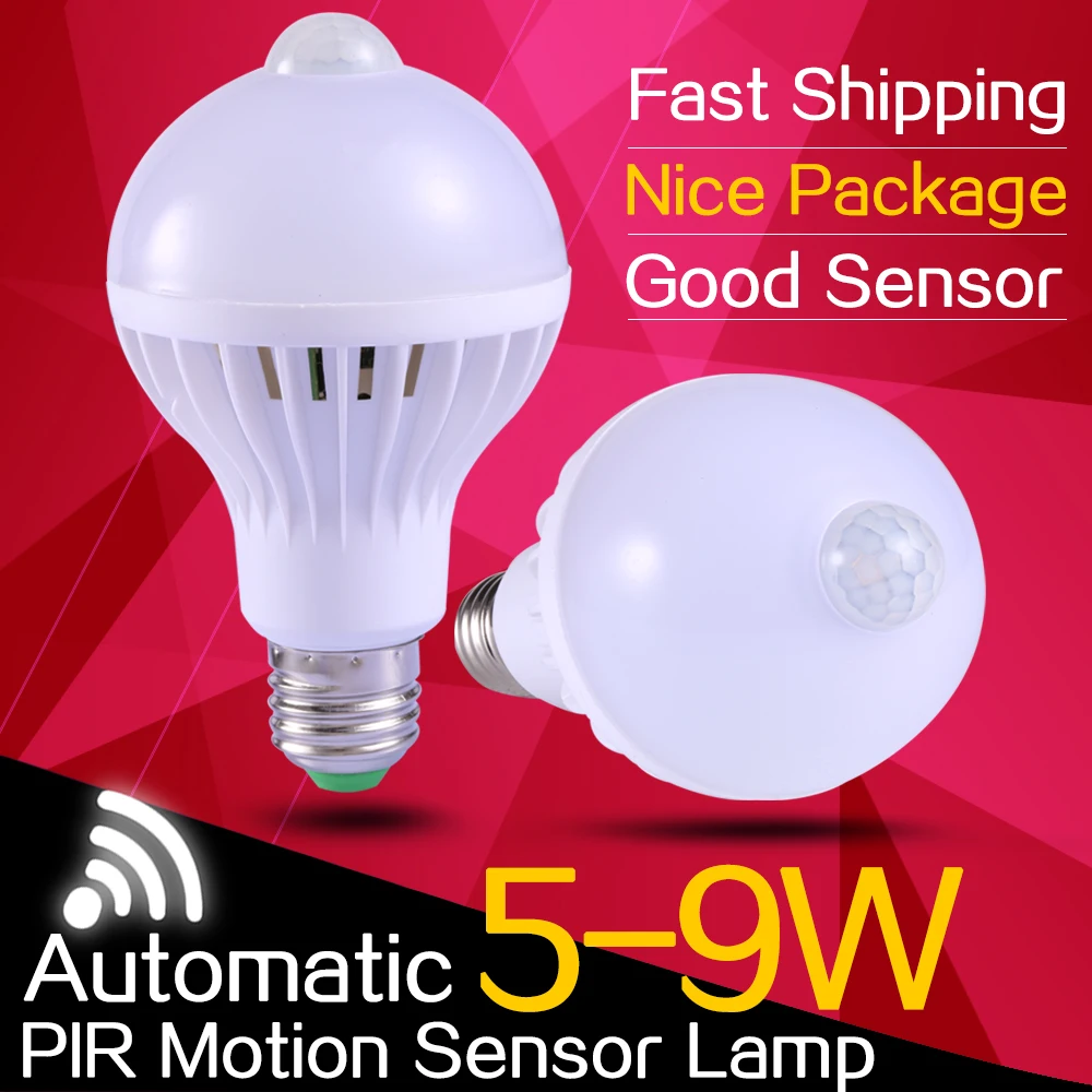Energy Saving 5W Motion sensor LED E27 Lamp with Motion Sensor Light 7W