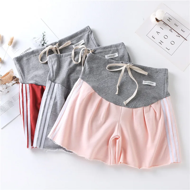 

8153# Summer Casual Thin Cotton Maternity Shorts Hot Sports Wide Leg Loose Shorts Clothes for Pregnant Women Pregnancy Bottoms