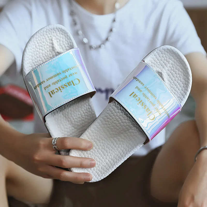 

Men's Slippers Soft Bottom Foam Home Bathroom Slippers Beach Flip Flops Man Flops Sequins Fashion Summer Casual Sandals male