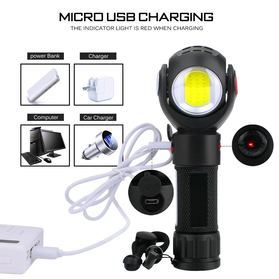 Ультра мощный USB фонарь перезаряжаемый Сильный магнитный гибкий светодиодный светильник-вспышка 18650 COB рабочий светильник светодиодный ручной светильник