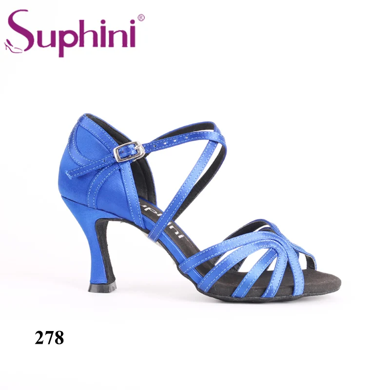 Цена производителя латинские туфли, Женская Профессиональная танцевальная обувь, классическая женская обувь для сальсы - Цвет: Blue 7.5cm heel