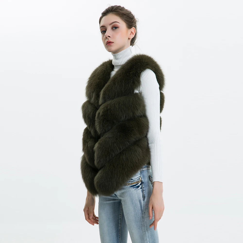 

Fashion Winter Real Fur Vest for Women Whole Skin Luxury Genuine Fox Fur Vest Full Pelt Waistcoats Outerwear Natural Fur Gilet