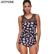 JOYMODE купальник из двух частей Танкини сетки сексуальные женщины плюс размер купальники высокая талия Цветочные цветы пляжная одежда купальный костюм с пуш-ап