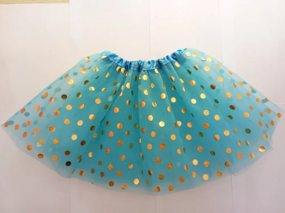 Cute Retail Baby Girls Gold Glitter Tutu Skirts Kids 3Layers Tulle Dots Sequin Ballet Dance