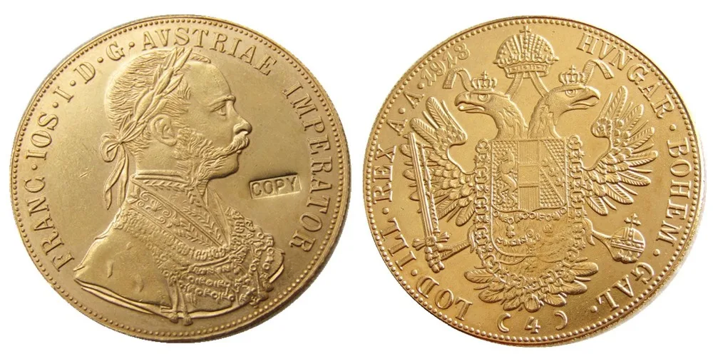 

1913 Austria - Habsburg 4 Ducats - Franz Joseph Copy Decorate Coin