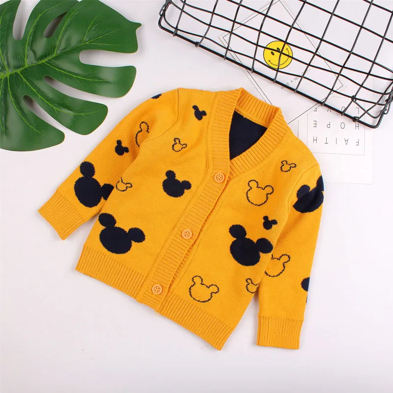 Mickey Cotton Baby Boy Sweater V Neck Cardigan for Infant Kids Girls Soft Comfortable Crochet Knitting Warm Outfit Autumn Winter (13)