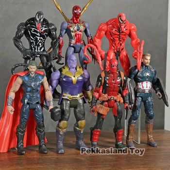 

Marvel Carnage Iron Spiderman Thanos Deadpool Venom Thor Captain America PVC Collection Model Toys