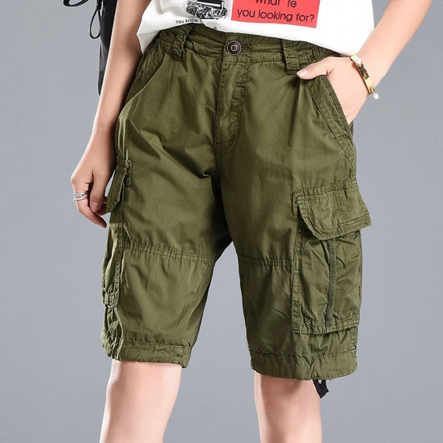 Summer For Women Baggy Pocket Military Zipper Femme Cargo Shorts breeches 1/2 Cargo Trousers Plus Size 4XL 5XL -