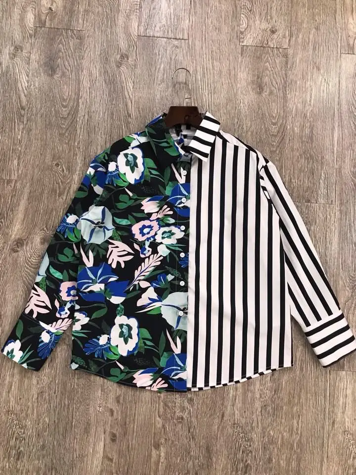 S01649 Модные женские блузки и рубашки для мальчиков 2019 взлетно посадочной полосы Элитный бренд Европейский дизайн вечерние стиль