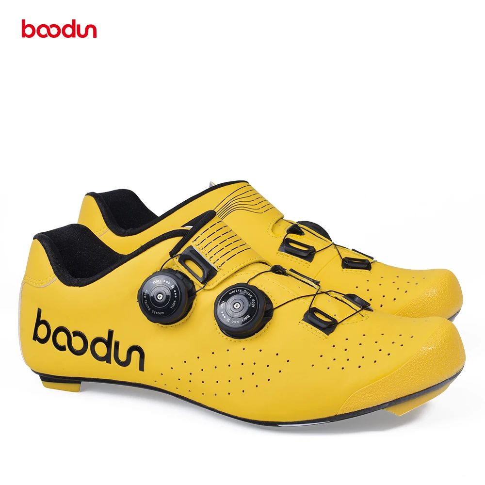 Zapatos de ciclismo Boodun para hombre, zapatos de bicicleta de carretera con suela de fibra de carbono, zapatos transpirables con autobloqueo para bicicleta de carreras y ciclismo tacos