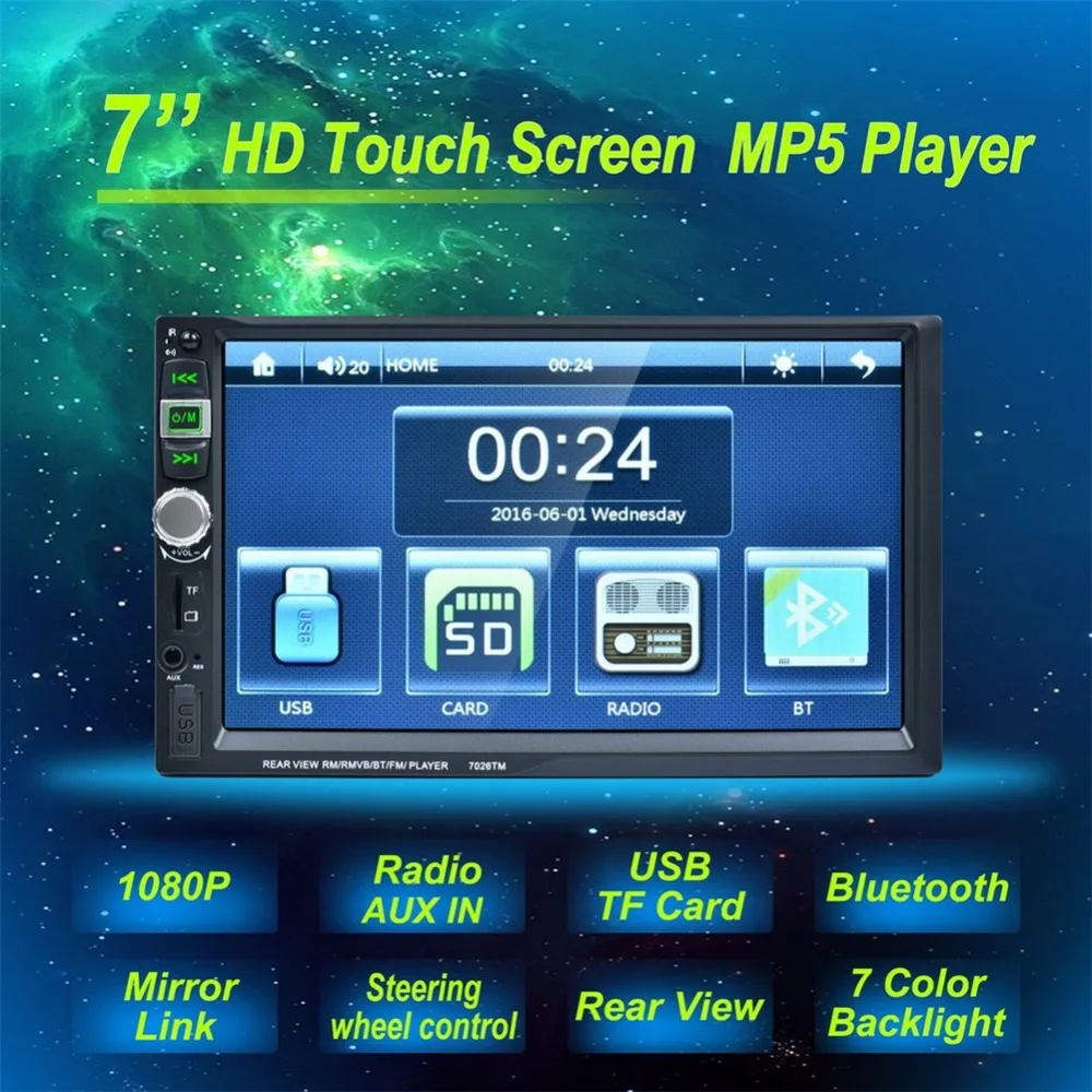

[Genuine]7 Inch Car Radio MP4 MP5 Player Touch Screen Bluetooth Link Smart Phone Stereo Radio Soppurt CD DVD FM GPS Player