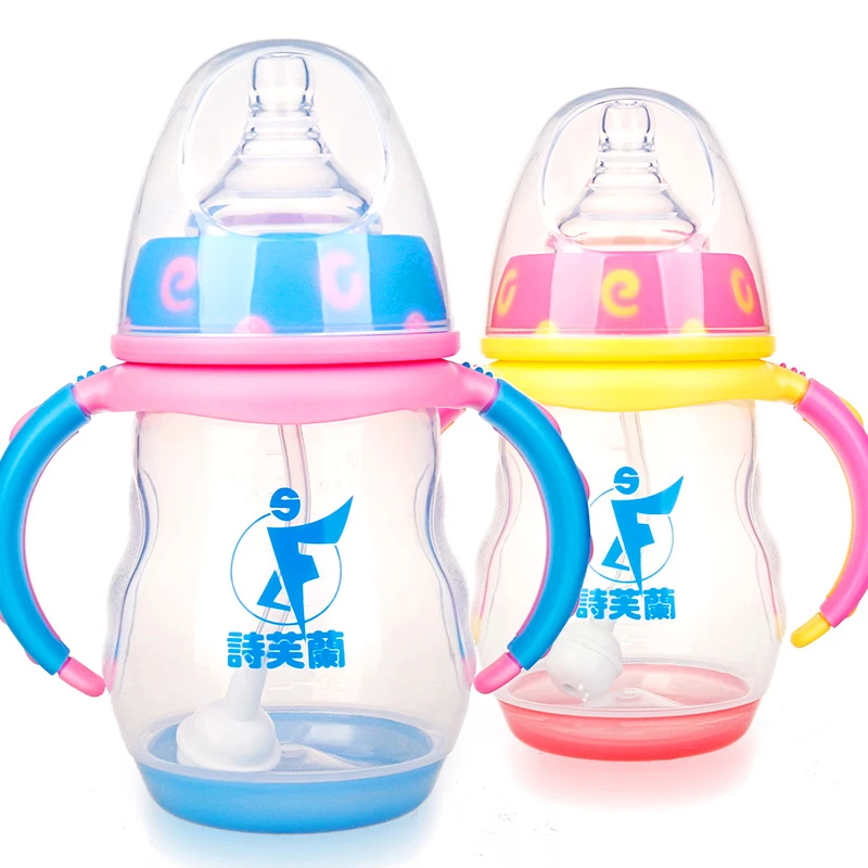 Juice Water Milk Bottle Baby PP Straw Handles Feeding Cup Baby Breast