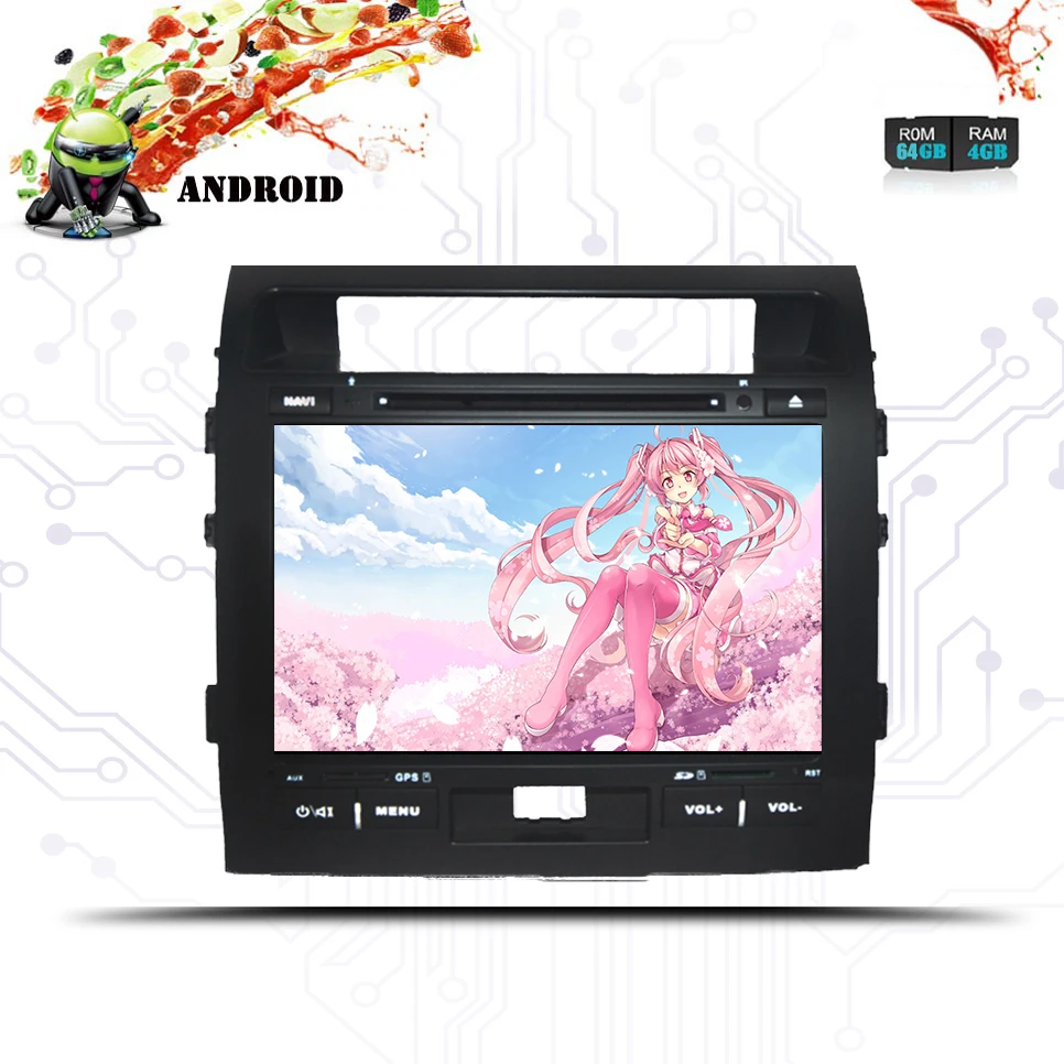 Best Autoradio 4GB RAM+64GB ROM Android 9.0 car dvd player fit for toyota land cruiser lc200 2008-2015 gps tape recorder Stereo Audio 2