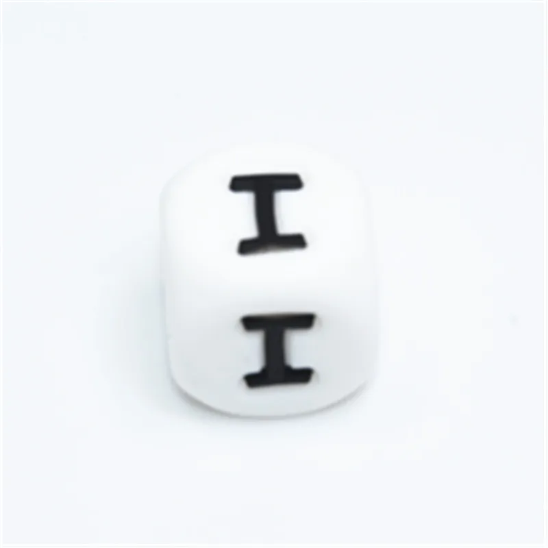 

10 PCS Letter I Silicone Beads Alphabet English Letters Soft Beads 12 MM Chewing Beads For DIY Personalized Pacifier Chain Clips