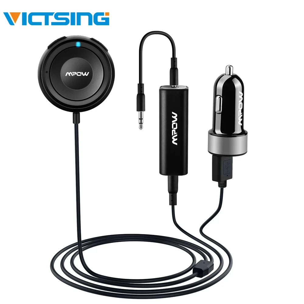 VicTsing Bluetooth Hands-Free автомобильный комплект беспроводной стерео аудио музыкальный приемник Двойной Порт USB Автомобильное зарядное устройство с петлей шумоизолятора