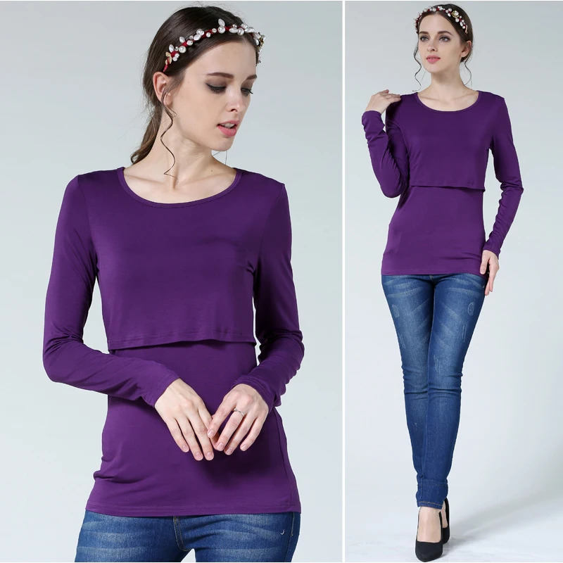 Emotion Moms Modal Long Sleeve Maternity clothes Nursing Top Breastfeeding Tops for Pregnant Women Fashion Maternity T-shirt