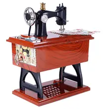 New Mini Sewing Machine Music Box Sartorius Clockwork Style Musical Toy Birthday Gift