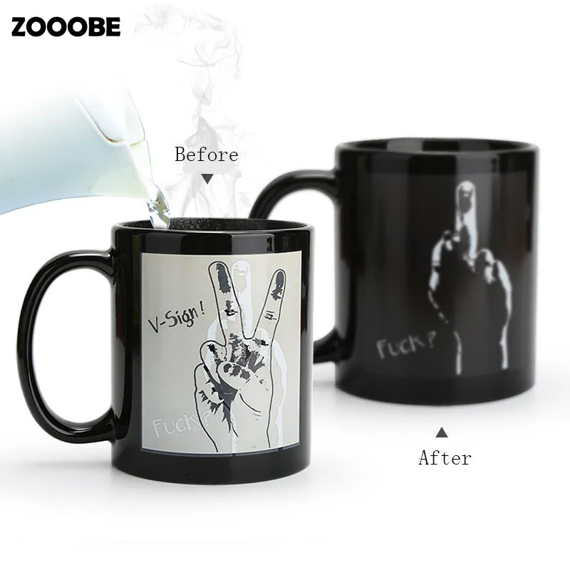 

ZOOOBE Creative Coffee Milk Cup Heat Mug Color Change Sensitive Mugs Temperature Sensing Birthday Gift Drop Shipping