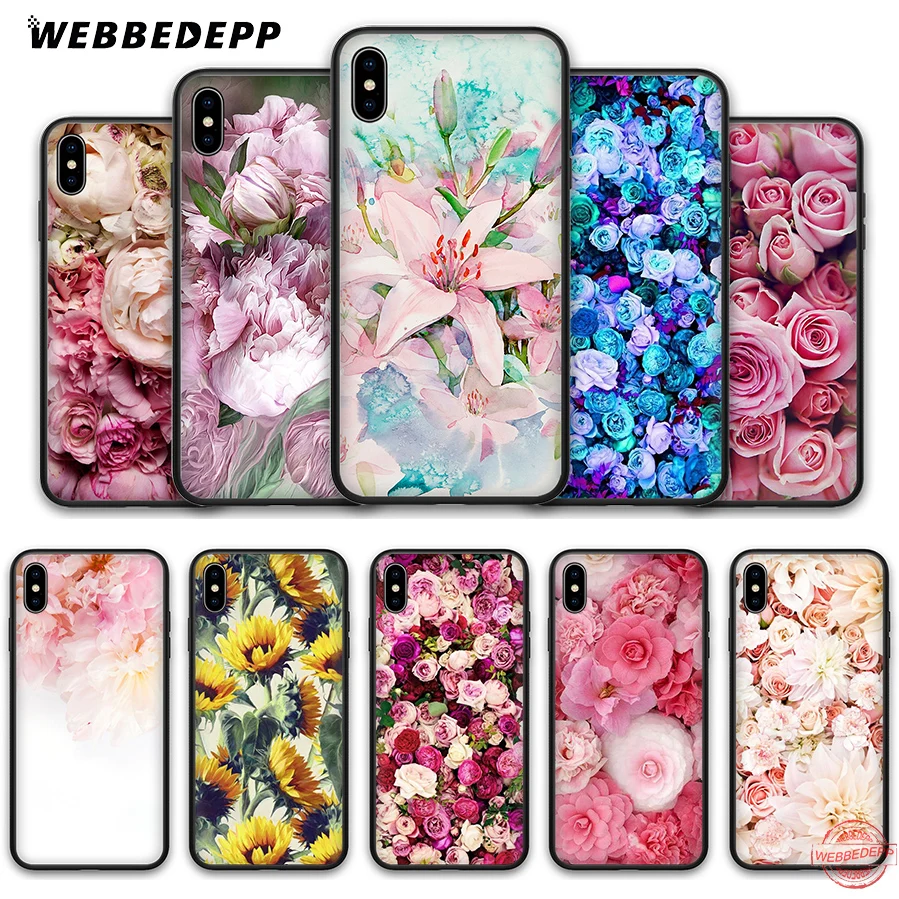 WEBBEDEPP Peony Sunflowe Rose Daisy Plants Flower Soft Case for iPhone 8 7 6S 6 Plus 11 Pro XS Max XR X 5 5S SE Back Shell | Мобильные