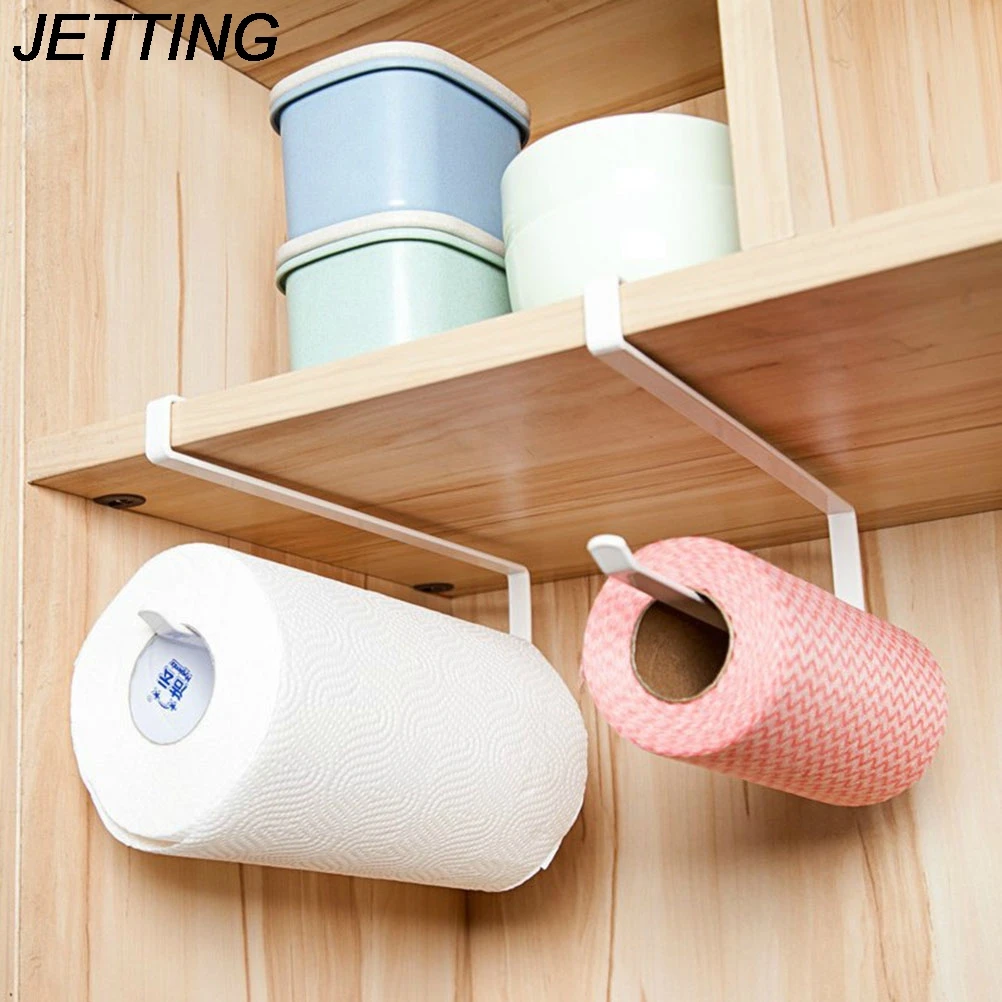 JETTING Kitchen Paper Holder Hanger Tissue Roll Towel Rack Bathroom Toilet Sink Door Hanging Organizer Storage Hook Holder