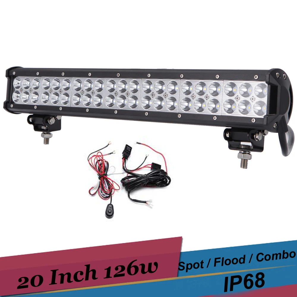 

126W 20'' Inch LED Light Offroad 4x4 Driving Light Bar Spot Flood Combo LED Headlight Fog Lamp for 12V 24V SUV 4WD Truck ATV UTV
