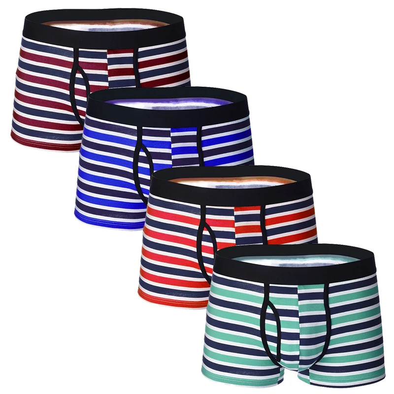 Buy Boxers Shorts Men European Underwear Striped Open