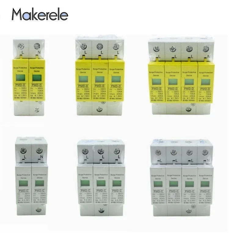 

New Arrivals 20KA~40KA House Surge Protector Protective Low-voltage Arrester Device SPD 2P/3P/4P 10KA~80KA ~385VAC Makerele