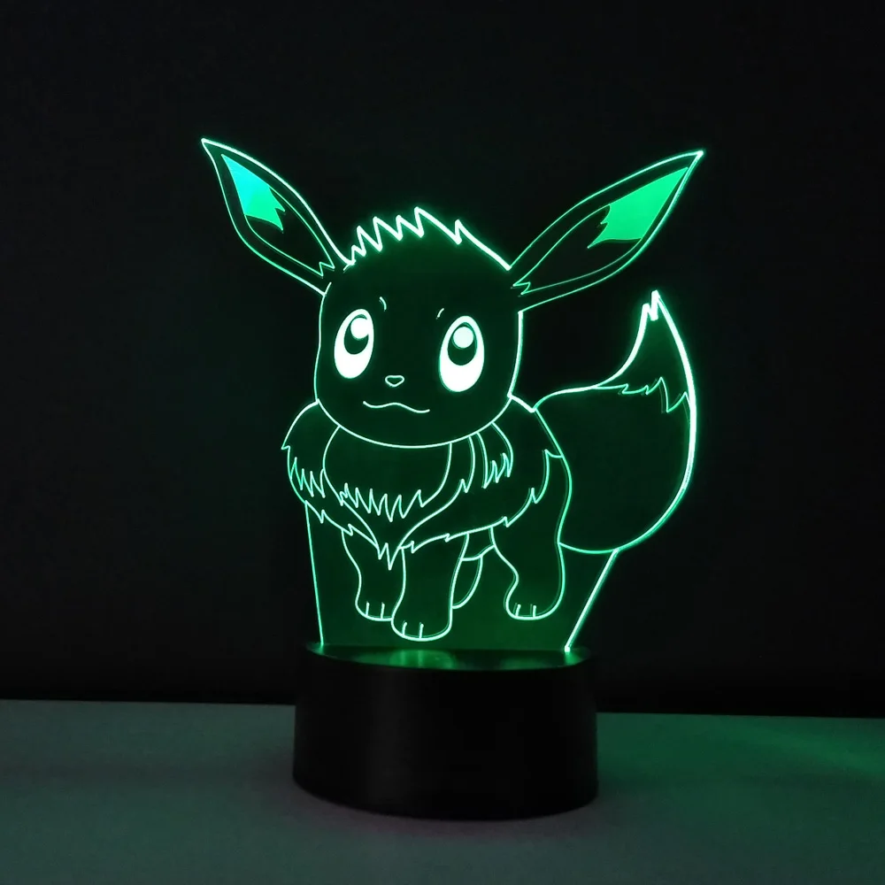 3D Visual illusion lamp Pokemon Eevee Transparent Acrylic Night Light