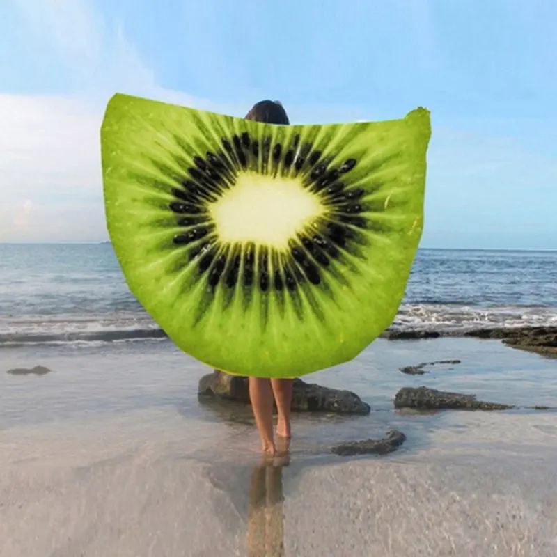 

3D Fruit Printed Round Tapestry Yoga Mat Beach Towel Polyester Circle Watermelon Lemon Dragon Fruit Outdoor Home Textile