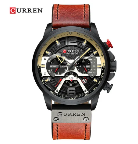 CURREN Casual Sport Watches for Men Top Luxury Brand Military Leather Wrist Watch Chronograph Wrist Watch - Цвет: C