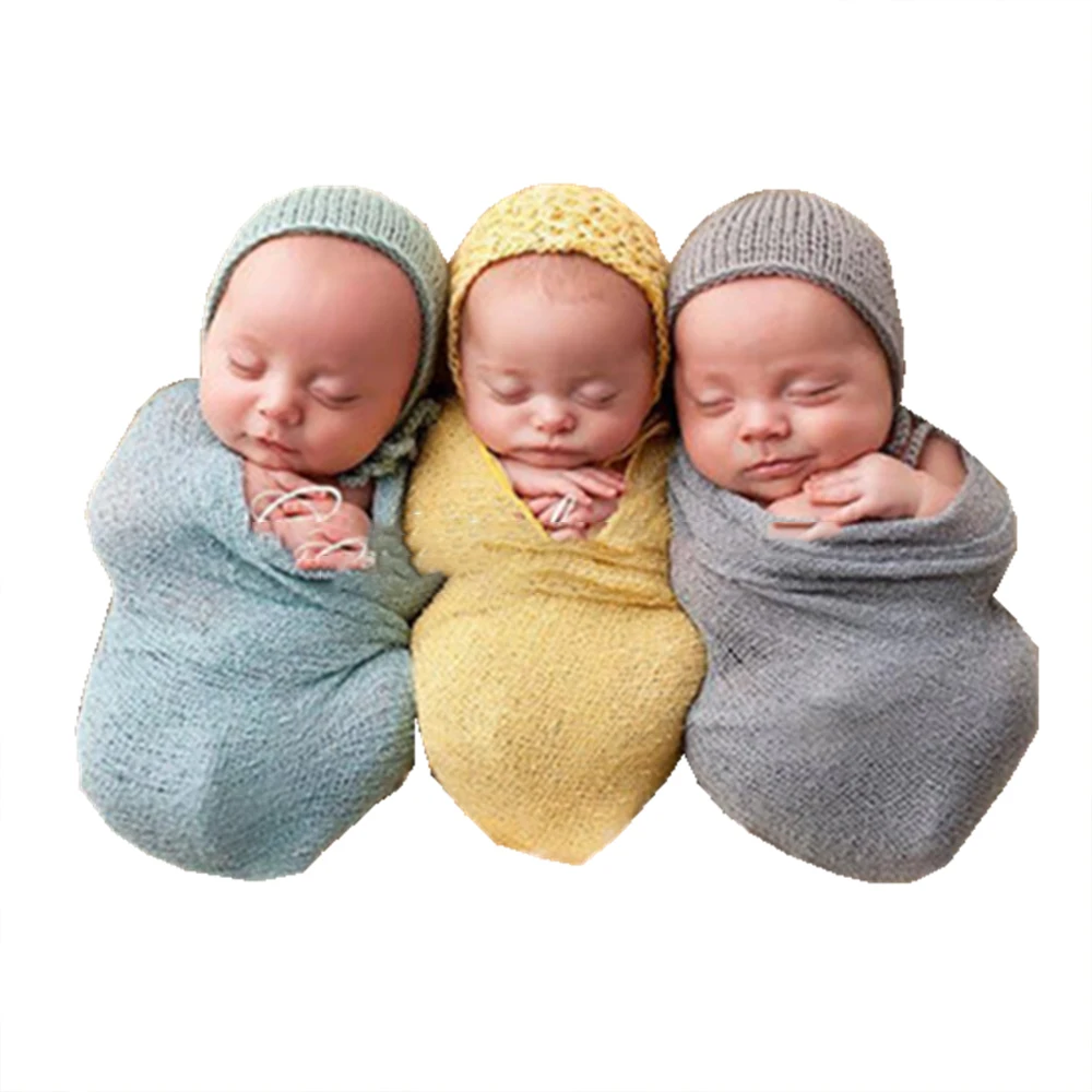 

Cotton New Born Photography Stretch Baby Wrap Props Blanket Newborn Photo Summer Receiving Blankets 7 Color 40 * 150 cm