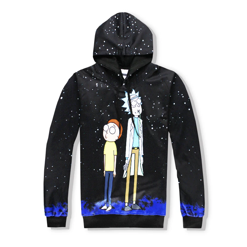  Cartoon Rick and Morty Starry sky Hoodies 2018 Autumn fashion Women Male Hoody Coats Hooded Sweatsh