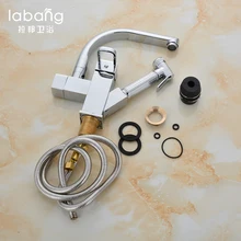 Labang Chrome латунь Кухня кран Pull Out опрыскиватель сосуд бар раковина кран Одной ручкой отверстие два типа воды на выходе смесителя Коснитесь